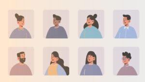 Diverse people avatars, man and woman person faces