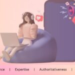 E-E-A-T - Cartoon girl browsing internet
